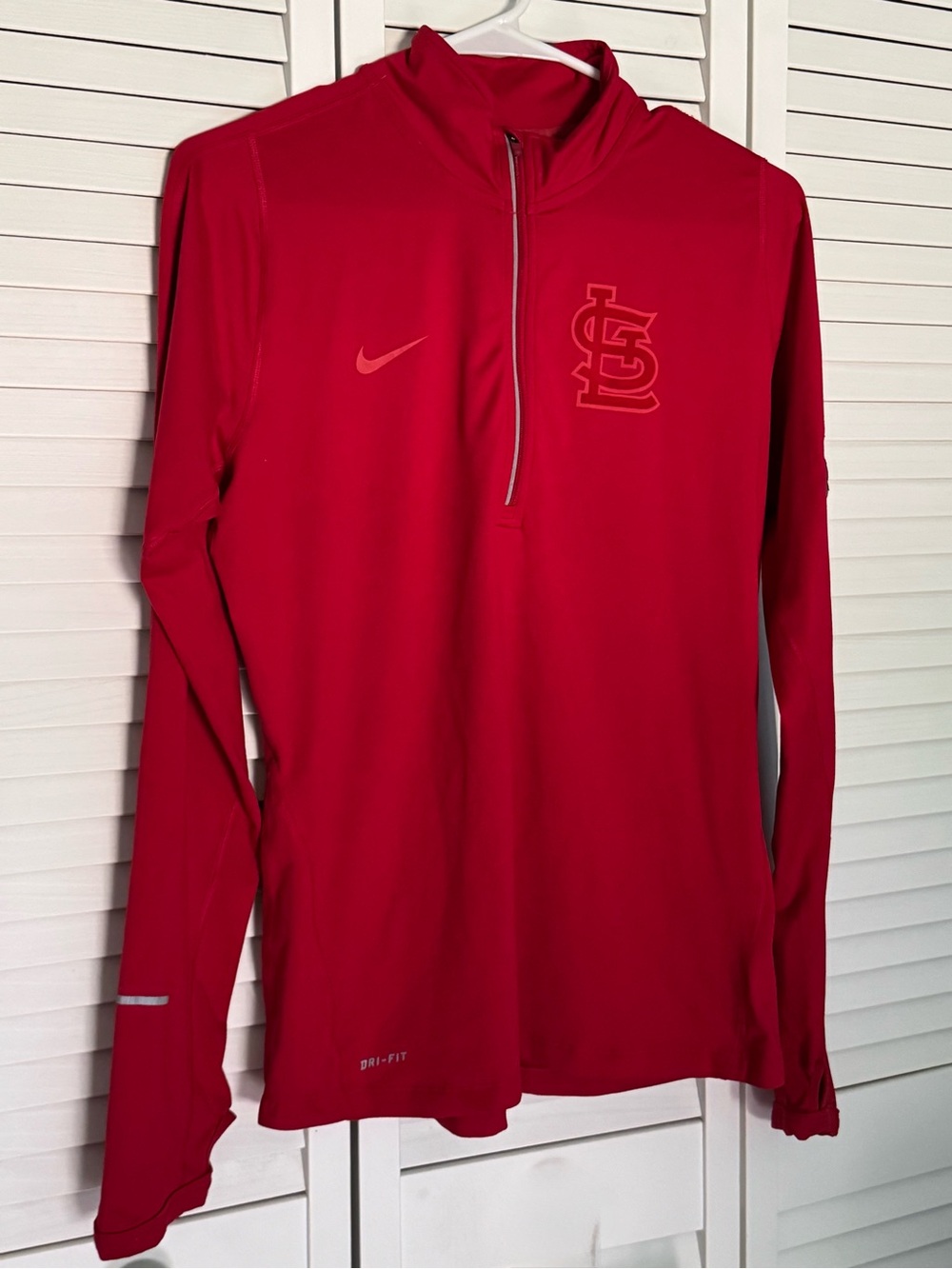 Nike St. Louis Cardinals Quarter-Zip Pullover with Thumb Holes
